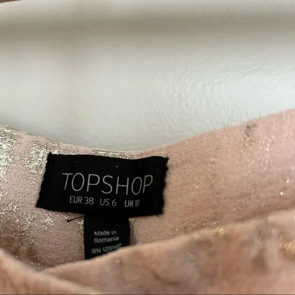 Top Shop pink and gold cropped wide leg pants - Picture 3 of 4